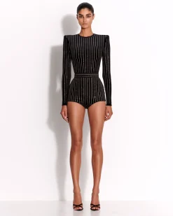 Long Sleeve Bodysuit in Crystal Velvet
