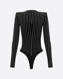 Long Sleeve Bodysuit in Crystal Velvet