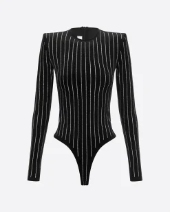 Long Sleeve Bodysuit in Crystal Velvet