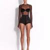 Long Sleeve Bodysuit in Fine Mesh