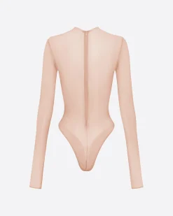 Long Sleeve Bodysuit in Fine Mesh