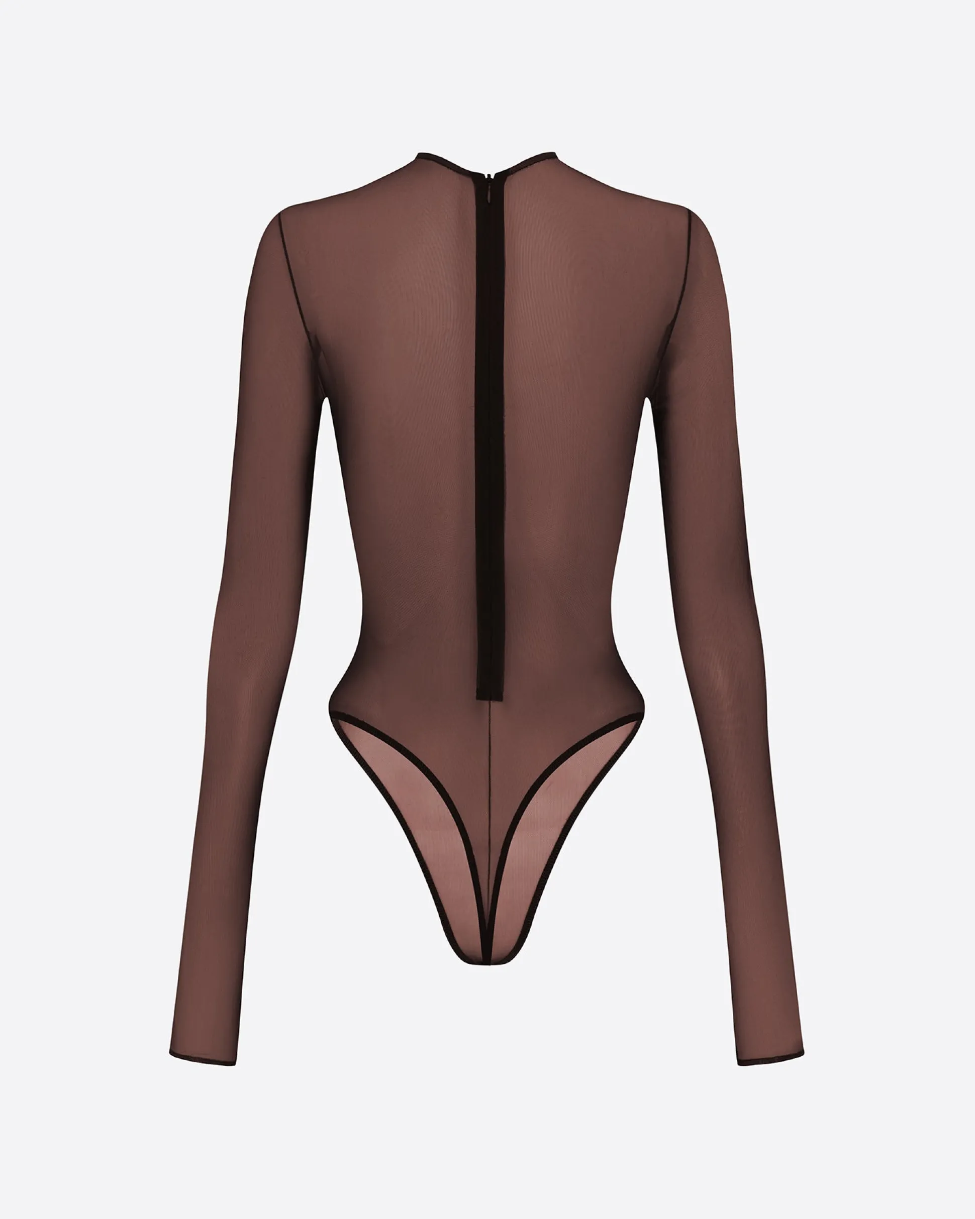 Long Sleeve Bodysuit in Fine Mesh