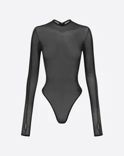 Long Sleeve Bodysuit in Fine Mesh