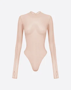 Long Sleeve Bodysuit in Fine Mesh