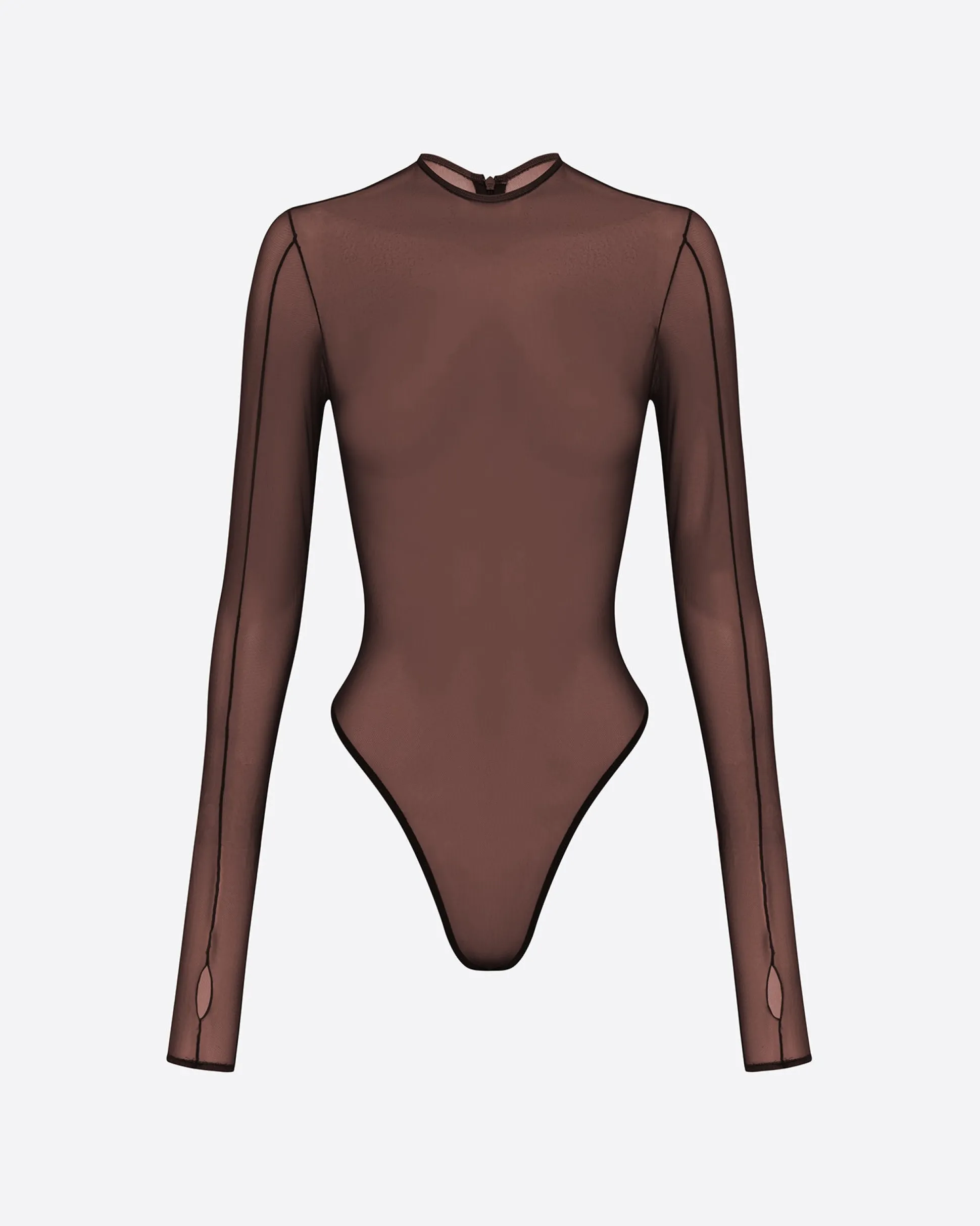 Long Sleeve Bodysuit in Fine Mesh