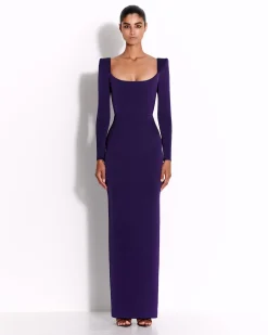 Long Sleeve Column in Satin Crepe