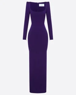 Long Sleeve Column in Satin Crepe