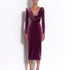 Long Sleeve Drape Dress in Velvet