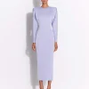 Long Sleeve Dress in Satin Crepe