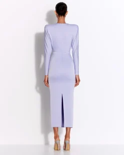 Long Sleeve Dress in Satin Crepe