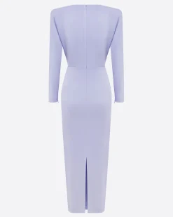 Long Sleeve Dress in Satin Crepe
