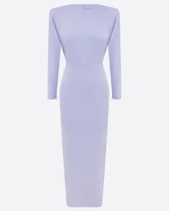 Long Sleeve Dress in Satin Crepe