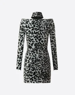 Long Sleeve Mini Dress in Printed Velvet