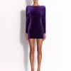 Long Sleeve Open Back Mini Dress in Velvet