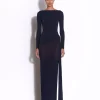 Long Sleeve Twist Column in Crepe Jersey