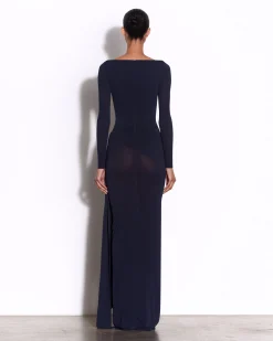 Long Sleeve Twist Column in Crepe Jersey