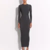 Long Sleeve Twist Dress in Crepe Jersey