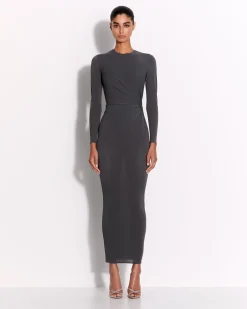 Long Sleeve Twist Dress in Crepe Jersey
