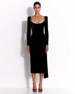 Long Sleeve Twist Dress in Velvet
