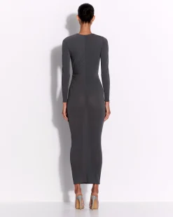 Long Sleeve Twist Dress in Crepe Jersey