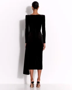 Long Sleeve Twist Dress in Velvet