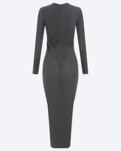 Long Sleeve Twist Dress in Crepe Jersey