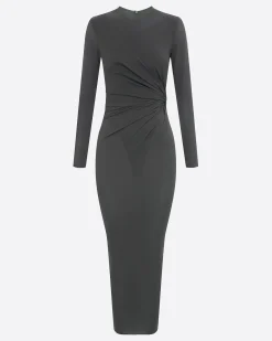 Long Sleeve Twist Dress in Crepe Jersey