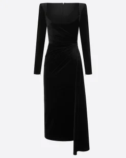 Long Sleeve Twist Dress in Velvet