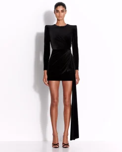 Long Sleeve Twist Mini Dress in Velvet