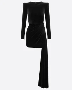 Long Sleeve Twist Mini Dress in Velvet