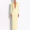Long Sleeve V Column in Satin Crepe