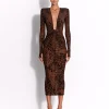 Long Sleeve V Dress in Leopard Burnout