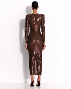 Long Sleeve V Dress in Sequin