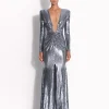Long Sleeve V Gown in Sequin