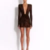 Long Sleeve V Mini Dress in Leopard Burnout