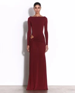 Long Sleeve Wrap Gown in Crepe Jersey