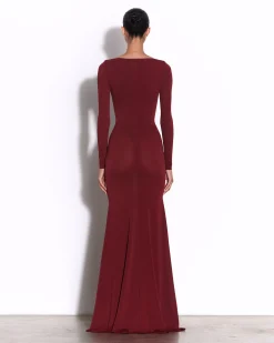 Long Sleeve Wrap Gown in Crepe Jersey