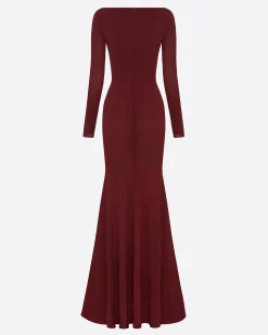 Long Sleeve Wrap Gown in Crepe Jersey
