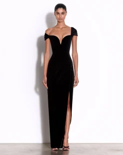 Longline Corset Drape Gown in Velvet