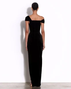 Longline Corset Drape Gown in Velvet