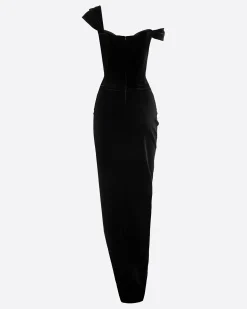 Longline Corset Drape Gown in Velvet