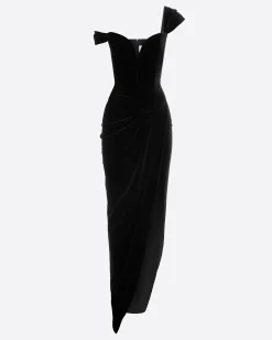 Longline Corset Drape Gown in Velvet