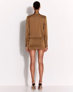Low Rise Mini Skirt in Satin Crepe