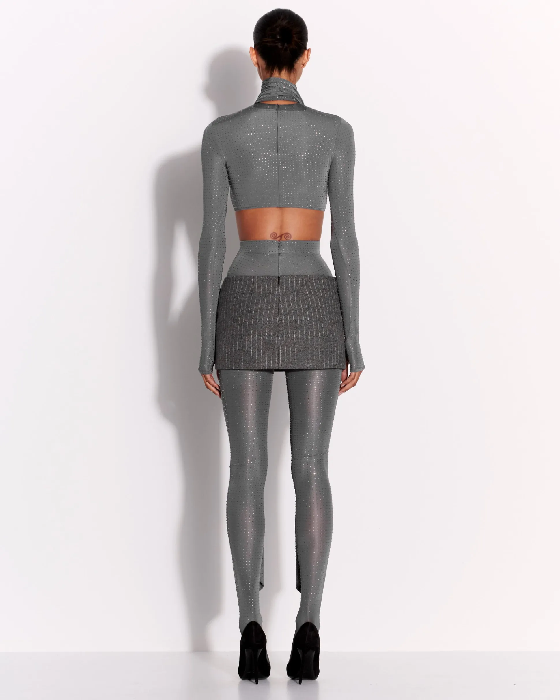 Low Rise Mini Skirt in Wool Pinstripe