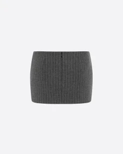 Low Rise Mini Skirt in Wool Pinstripe