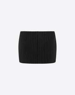 Low Rise Mini Skirt in Wool Pinstripe