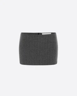Low Rise Mini Skirt in Wool Pinstripe