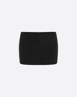 Low Rise Mini Skirt in Wool Pinstripe