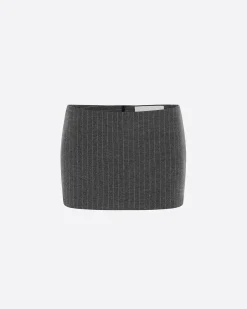 Low Rise Mini Skirt in Wool Pinstripe