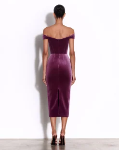 Off Shoulder Corset Dress in Velvet